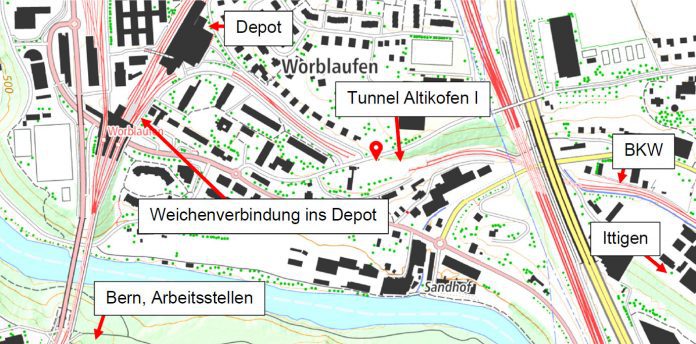 Kollision zwei Rangierbewegungen Baudienst April 2017 Ittigen_SUST Karte Bundesamt fuer Landestopografie_6 20