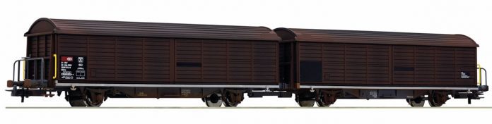 Roco-76152 H0 Gealterte SBB Doppel-Schiebewandwageneinheit Hilrrs_Modelleisenbahn Muenchen_27 4 20