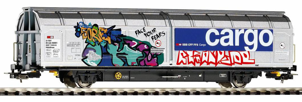 SBB Cargo Grossraumschiebewandwagen Hbbillnss mit Graffiti 58966 H0_Piko_12 19