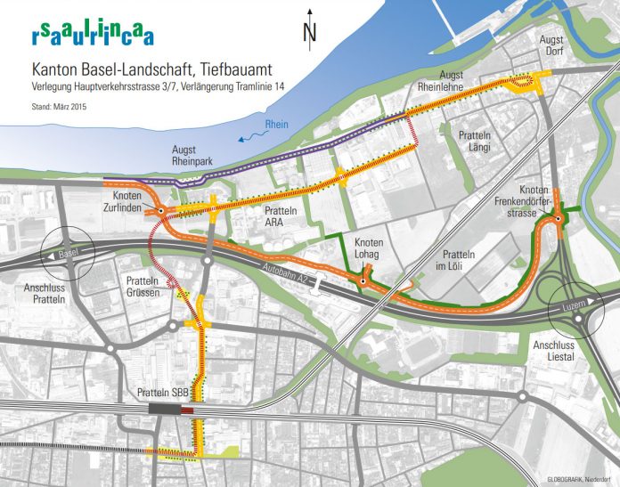 Verlaengerung Tramlinie 14 Gebiet Salina Raurica_Globografik Niederdorf_2015