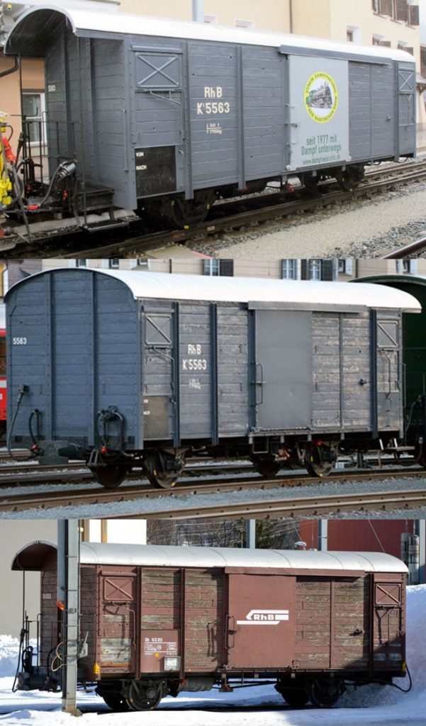 0m RhB Gedeckter Dampfzugwagen K1 5563 Bahndienstwagen Xk 9320_Binario Uno