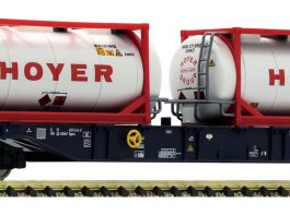 N-Fleischmann-825216 CEMAT Containertragwagen Sgnss mit Hoyer-Containern_Modelleisenbahn Muenchen_22 7 20