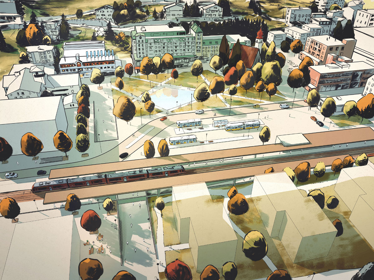 Illustration Zielkonzept RhB Bahnhof Davos Dorf_Metron_15 12 20