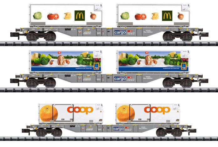 N Minitrix 15488 15469 SBB Cargo Containertragwagen Sgnss McDonalds Aldi Coop_Maerklin_2020