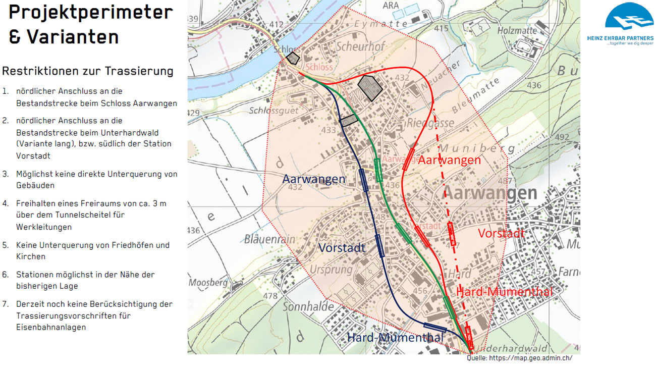 Aarwangen Alternative Tunnelloesung Bahn Karte_Heinz Ehrbar Partners_01 21