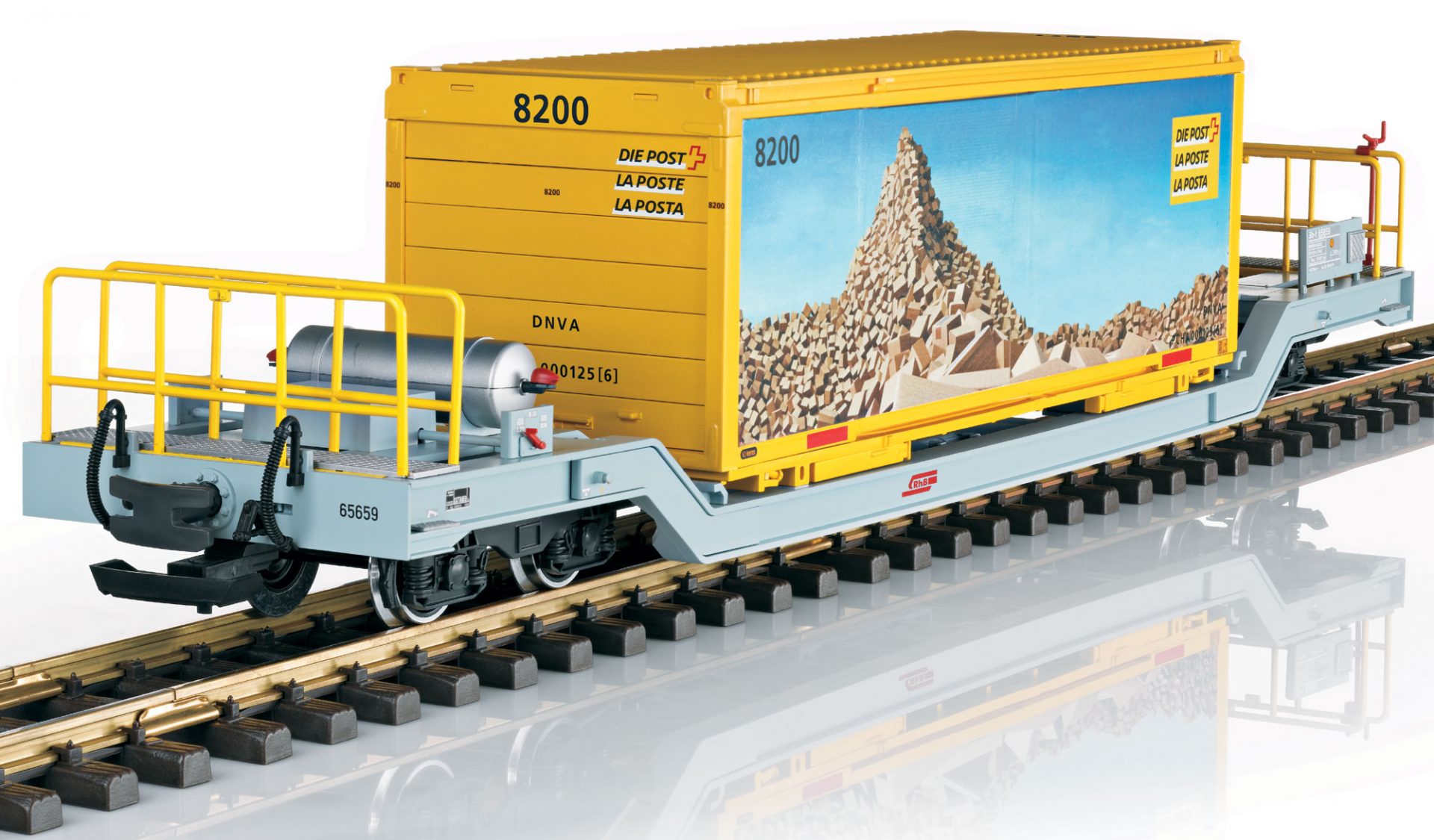 IIm G LGB 45925 schraeg RhB Containerwagen Sb-t 65659 Postcontainer_Maerklin_1 21