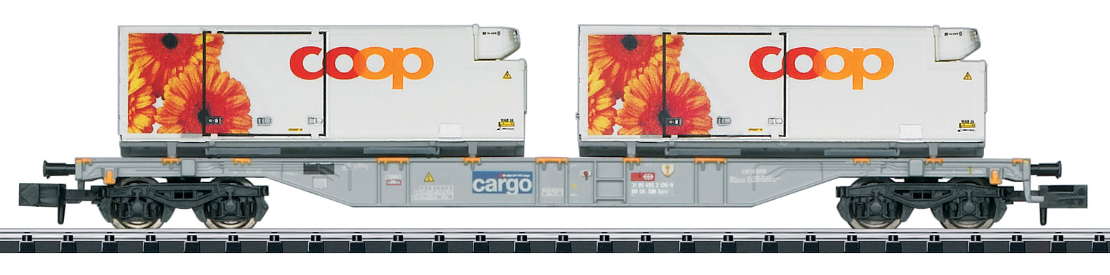 N Minitrix 15491 SBB Cargo Containertragwagen Sgns Coop-Kuehlcontainer_Maerklin_1 21