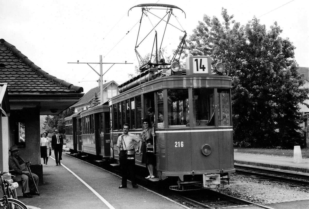 Tram 14 Endstation Schlossstrasse_MIBV Historische Dokumentensammlung Museum im Buergerhaus Pratteln 2 Emil Dill_1961