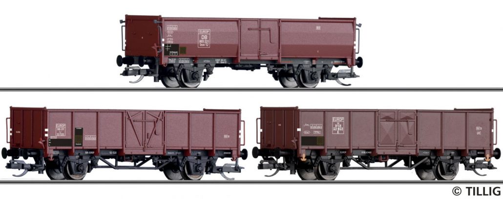 01036 TT Güterwagenset DB SBB DSB offene Gueterwagen EUROP Steinkohle_Tillig_1 21