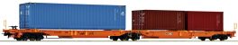 Mit zwei 20'-Containern und einem 45'-Container: Oranger Wascosa Sdggmrs/T2000 in H0 von Roco