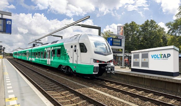 Voltap-Schnellladestation mit Batteriezug BEMU Visualisierung_Furrer Frey_2021