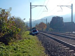 Aadorf Auto neben Bahnlinie gelandet_Kapo TG_24 10 21