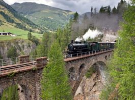 Dampfzug Val Mela Viadukt Unterengadin RhB_Christof Sonderegger