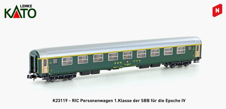 Kato N K23119 SBB RIC-Wagen altes Logo 1 Kl Am_Lemke_11 21