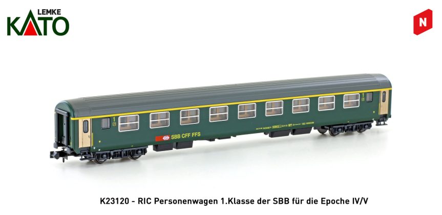 Kato N K23120 SBB RIC-Wagen neues Logo 1 Kl Am 2_Lemke_11 21