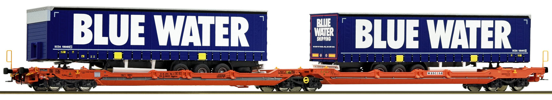 Roco H0 77387 Wascosa Doppeltaschen-Gelenkwagen Sdggmrs 738 T3000e Wechselbruecken Blue Water_Modelleisenbahn GmbH_13 12 21