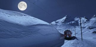 Vollmond Bernina Berninamassiv Nacht_RhB