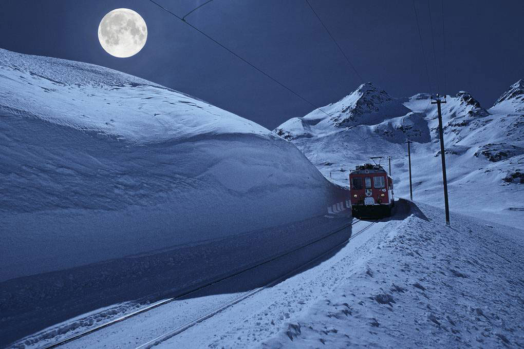 Vollmond Bernina Berninamassiv Nacht_RhB