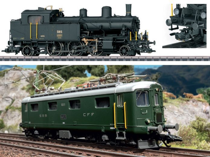 Märklin Spur 1-Neuheiten 2023: Es erscheint der türkisfarbene SBB Teleskophaubenwagen Shimmns, zum Transport von Blechcoils, mit der ...