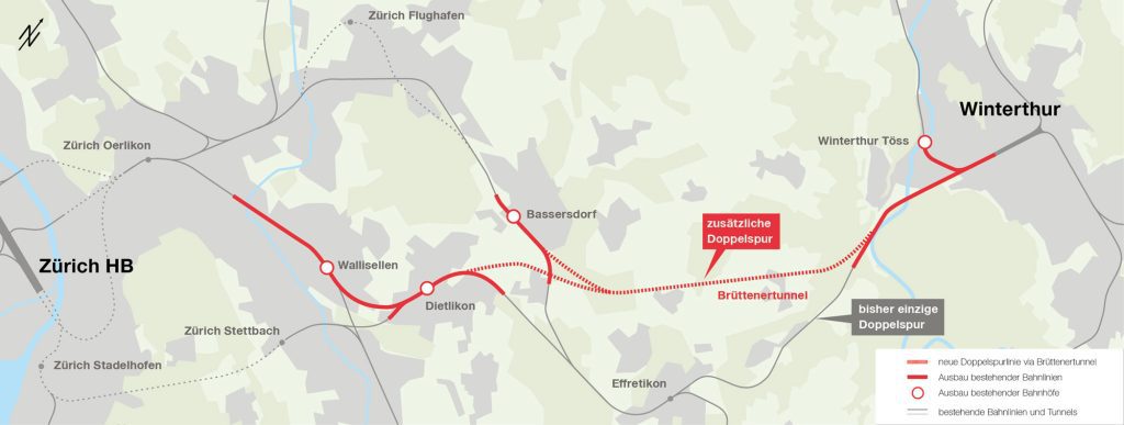 Uebersichtskarte Projekt MehrSpur Zuerich Winterthur_SBB CFF FFS