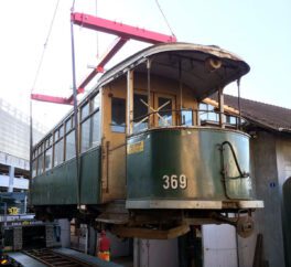 Historic Rail Services/AGMT: Überfuhr des Tramwagens 369 nach Genf