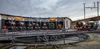 Aufstellung Dampflokomotiven Drehscheibe_Bahnpark Brugg