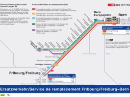 Bern Freiburg Bahnersatzbusse Karte 2025_SBB CFF FFS_5 25